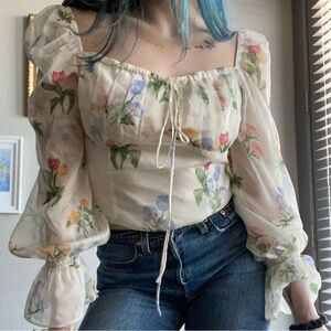 Cider Floral Puff Sleeve Blouse